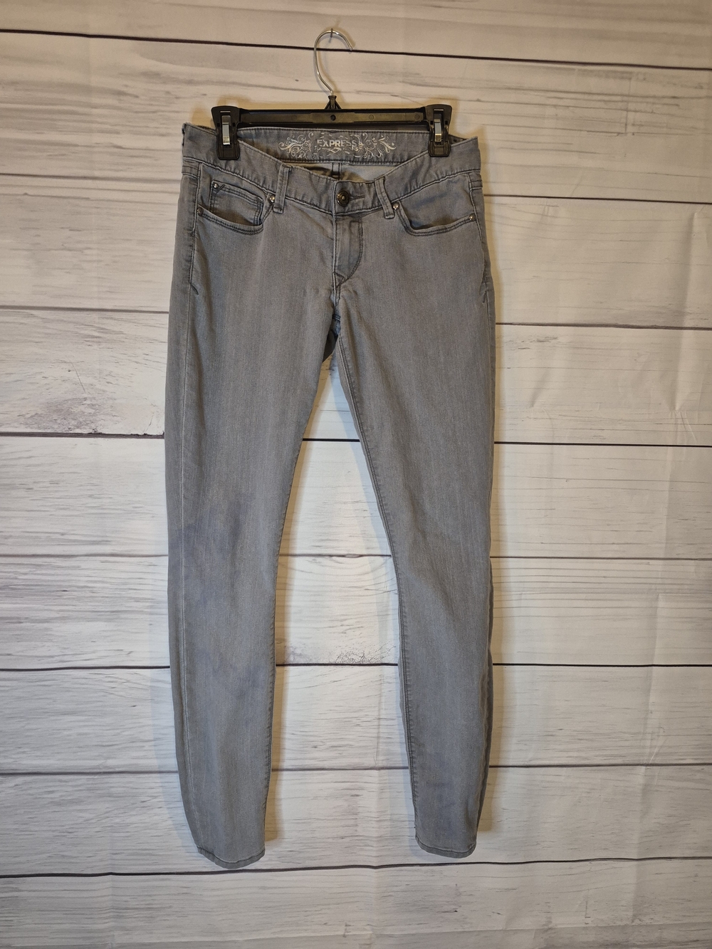 Light Gray Women's Jeans - Express Ultra Low Rise Skinny Size 4